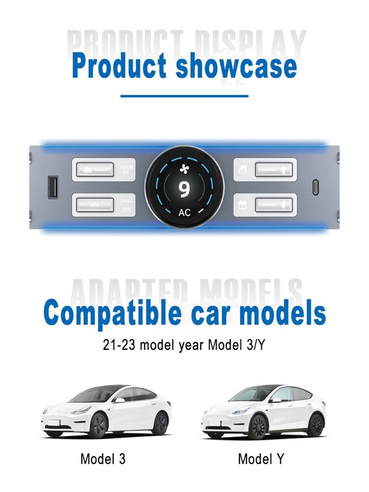 New 2024 LCD Knob Docking Station For Tesla Model 3 Y，Supports 10 Functions of Original Car,With Buttons, USB Type-C port