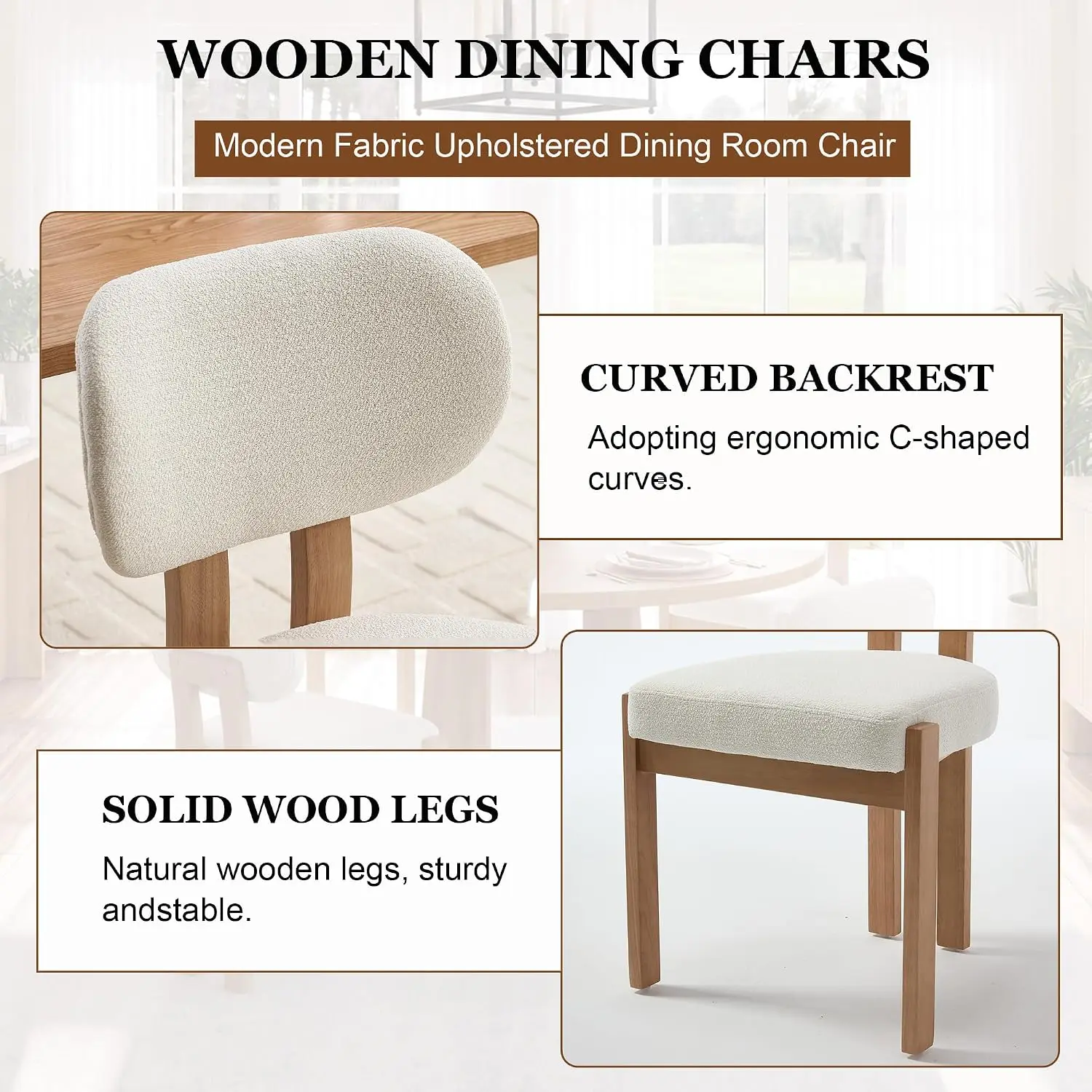 5-Piece Round Dining Table Set – 47-Inch Modern Kitchen Table with 4 Beige Upholstered Chairs 6