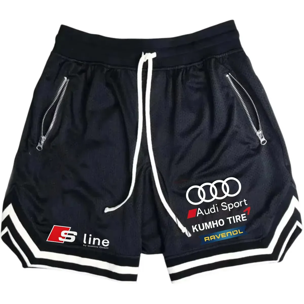 Shorts Masculinos Slim-Fit Audi Modelo 2026 Design de Cor Única Confortáveis Respiráveis de Alta Qualidade Casuais Elásticos