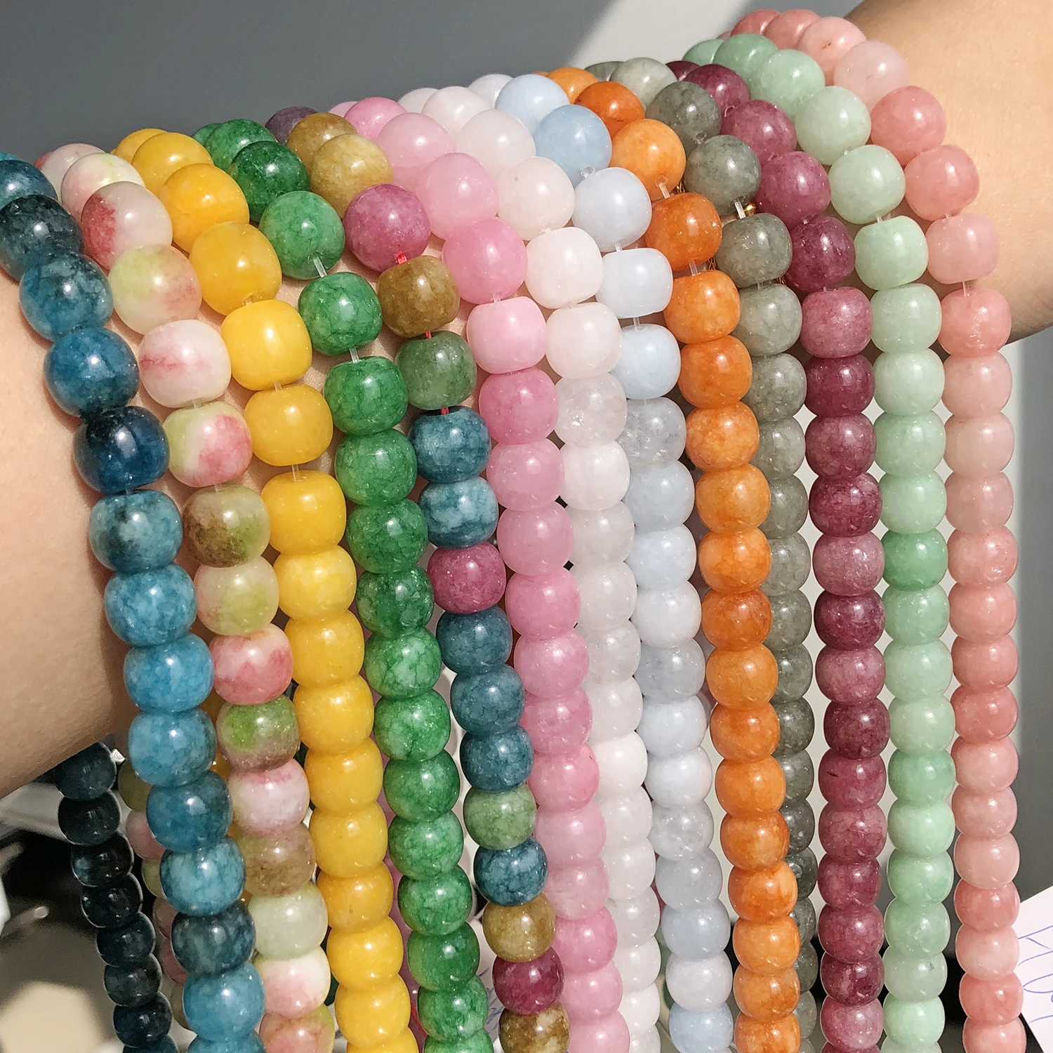 40pcs 9.5x8mm Nature Barrel Shape Stone Beads Rose Quartz Jade Spacer Beads for Jewelry Making DIY Handmade Bracelets Accessory