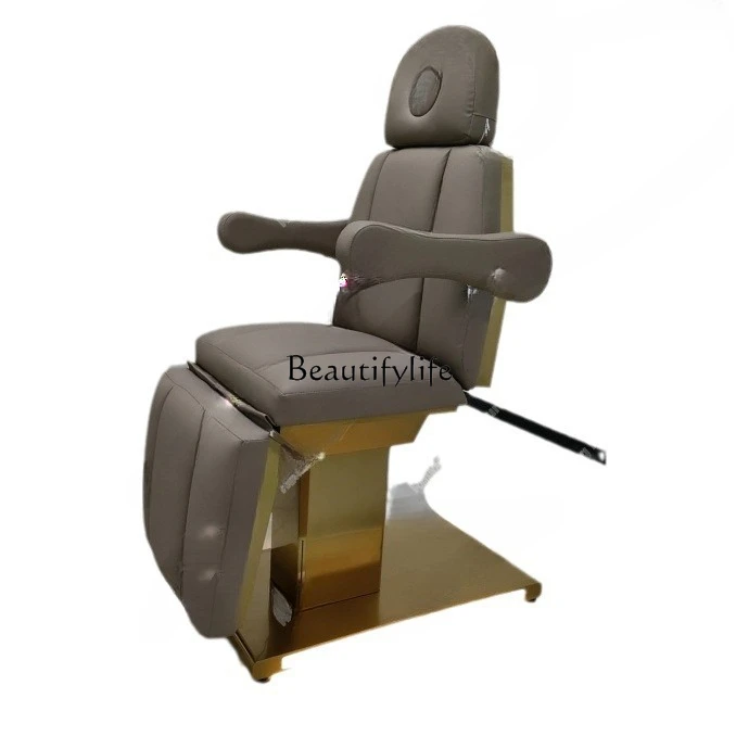 01-Gold base electric beauty bed folding lifting examination bed