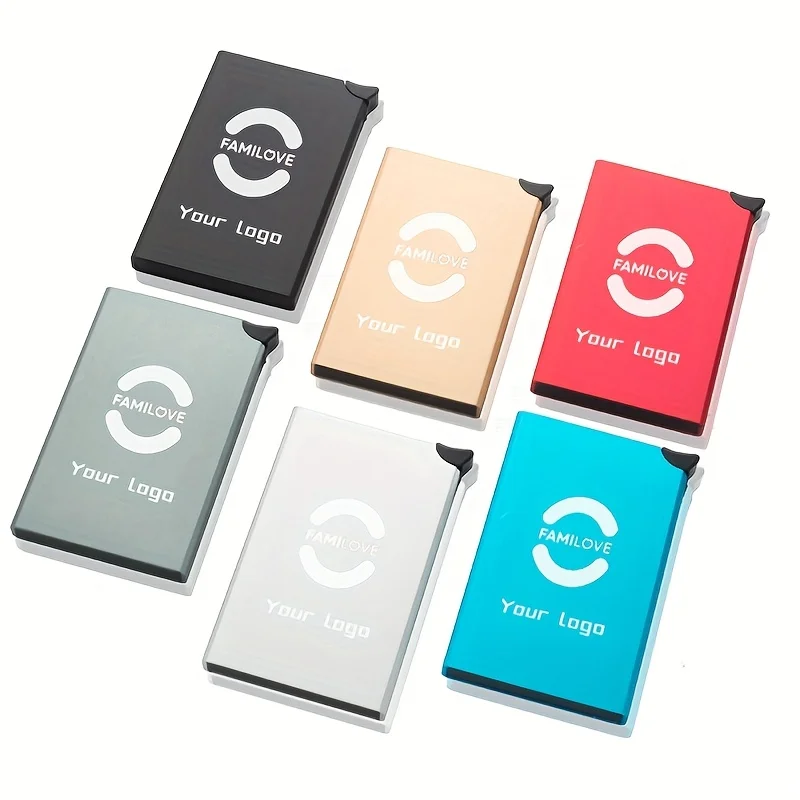 Personalisierter RFID-blockierender Pop-Up-Kartenhalter Minimalistisches Aluminium-Portemonnaie für Damen und Herren Kreditkartenetui Reisebörse Individuelle Geschenke – Detail 5