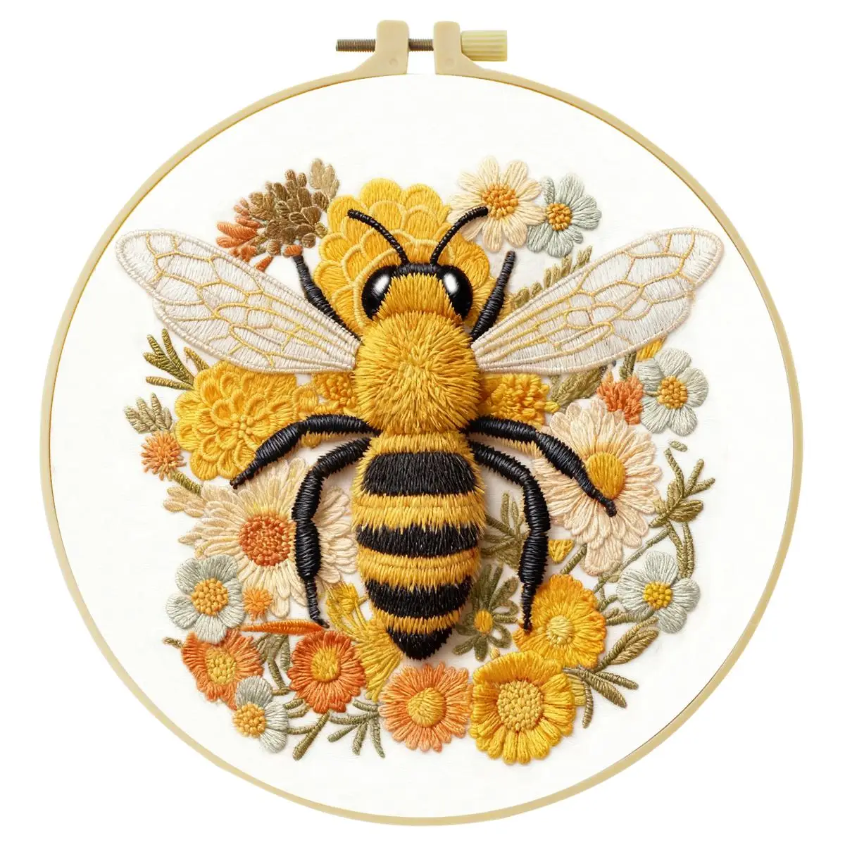1 Stück 20X20CM/15X15CM 7,87/6,3 Zoll Tier - Bienen Stickerei Starter-Kit DIY-Kit DIY-Stickerei-Set Handarbeiten Malerei – Detail 5