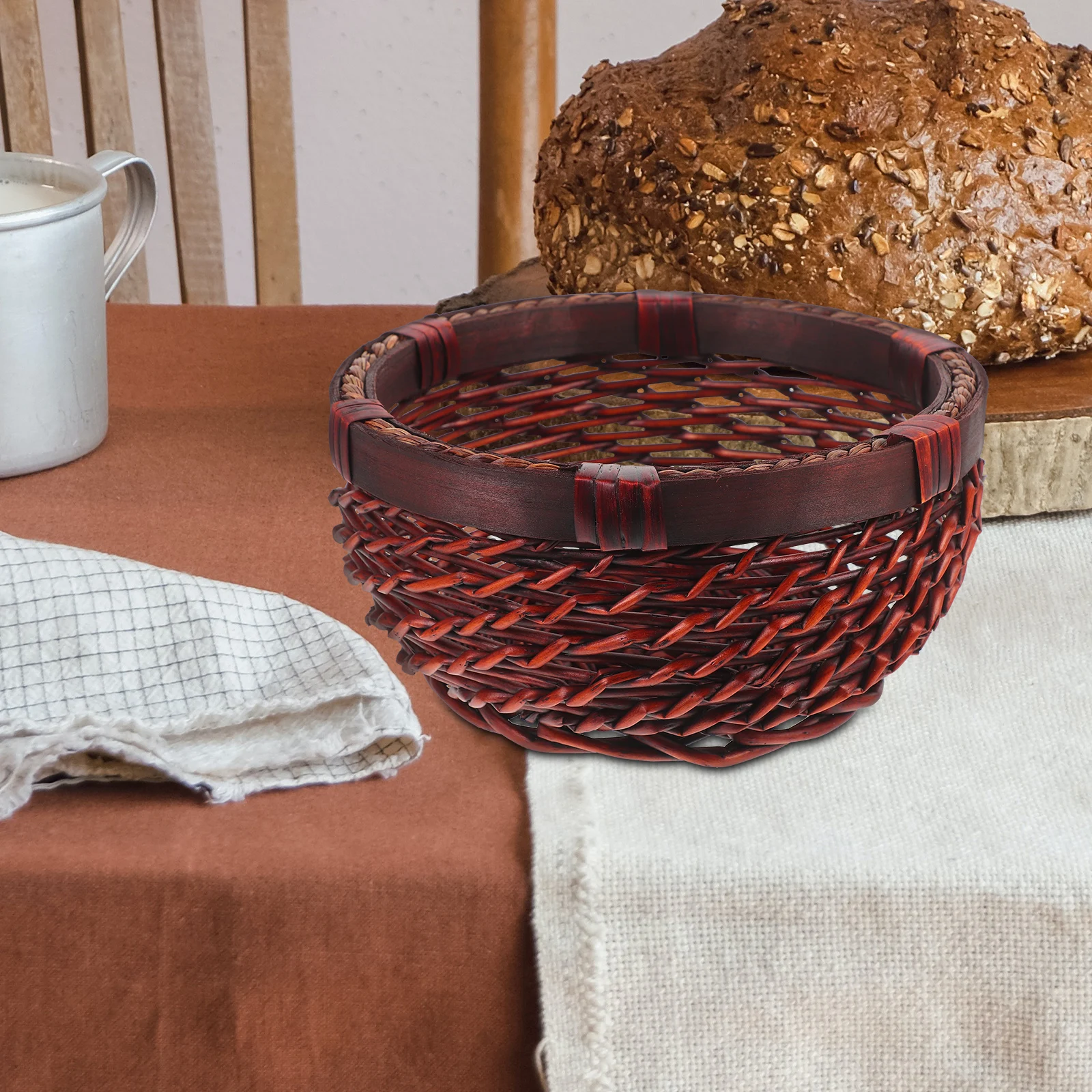 

Rattan Woven Basket Kitchen Food Serving Holder Decorative Storage Box Fruit Snack ganizer Woven Bread Basket