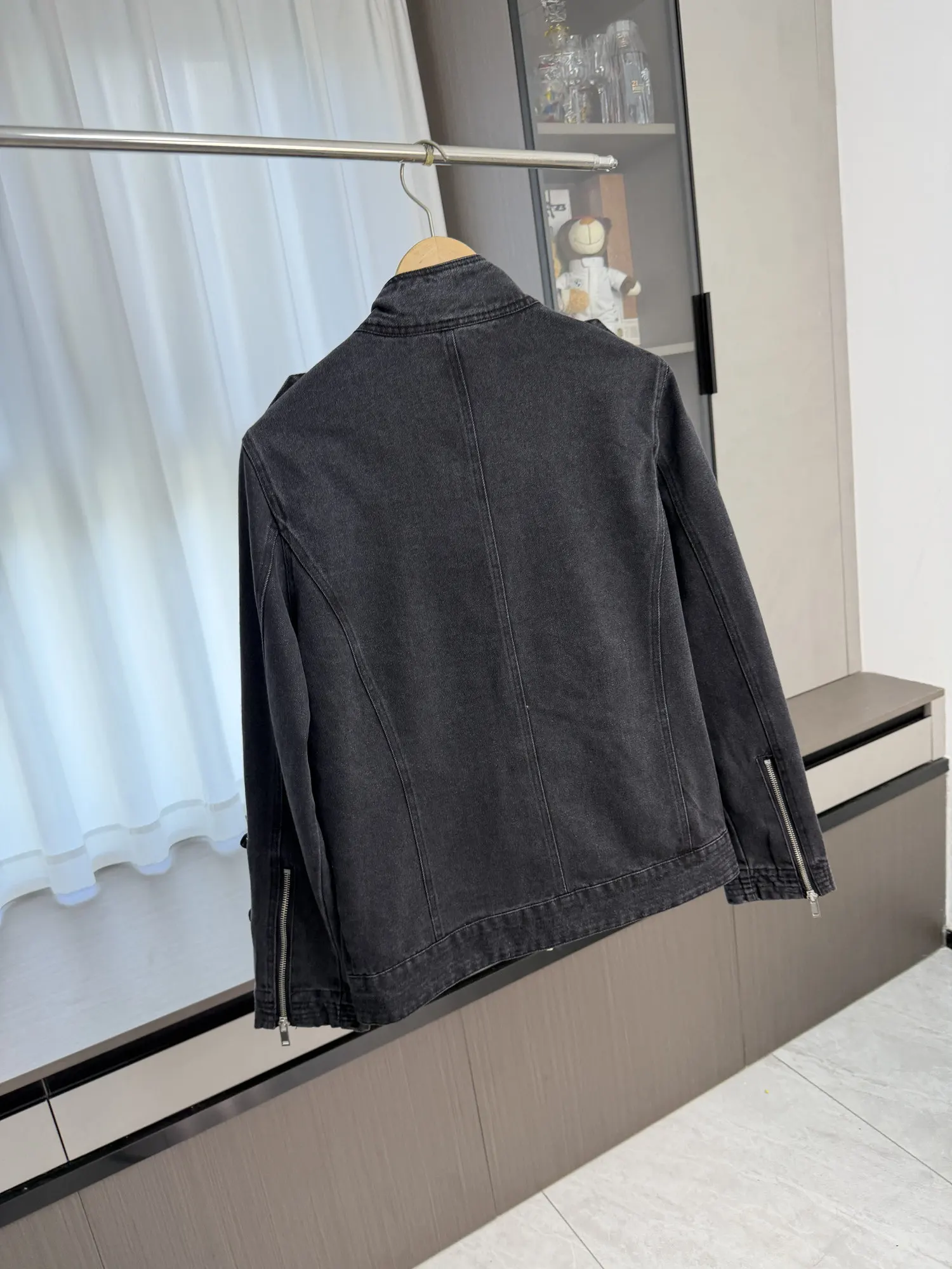 Retro Double Breasted Denim Jacket For Men British Autumn New Casual Fashionable Washed Male Stand Up Collar Zipper Coat