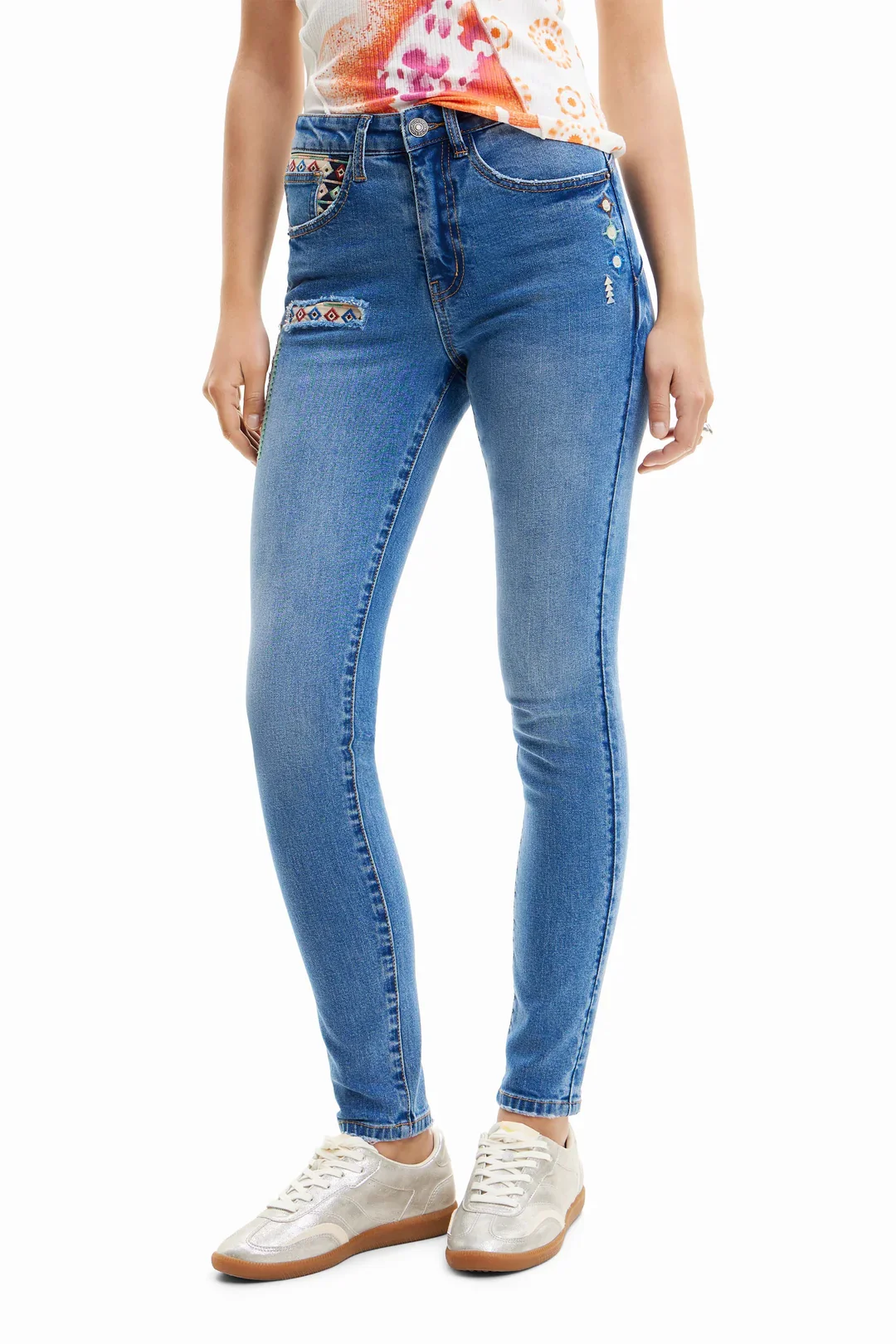 Foreign trade original single Spanish new fashion embroidered beaded women jeans