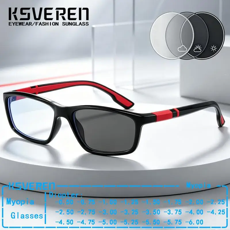 Men Women Sports Myopia Nearsighted Glasses Outdoor Photochromic Customized Prescription Eyeglasses Negative Diopter