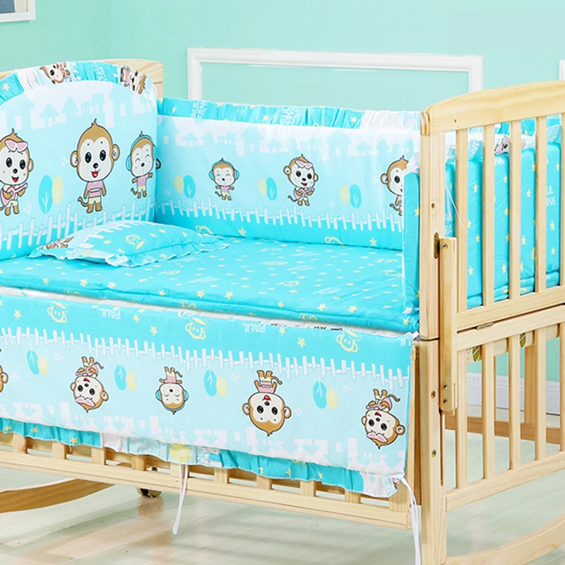 5 pçs/set macio bebê amortecedor conjunto de cama dos desenhos animados algodão travesseiro almofada pára-choques para infantil bebe berço protetor