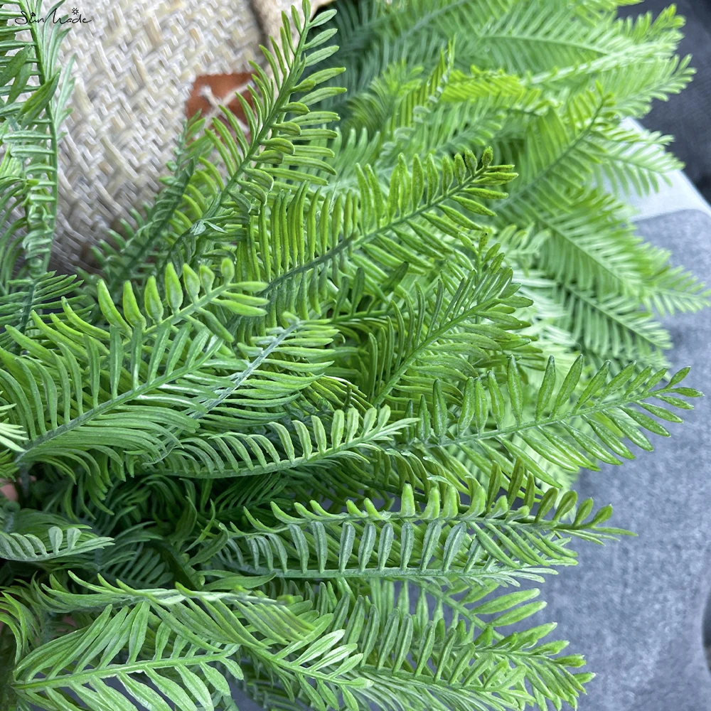SunMade INS Feather Fir Grass Plastic Artificial Plants Home Wedding Decoration Garden Decor Plantas Artificiales Fake Leaves