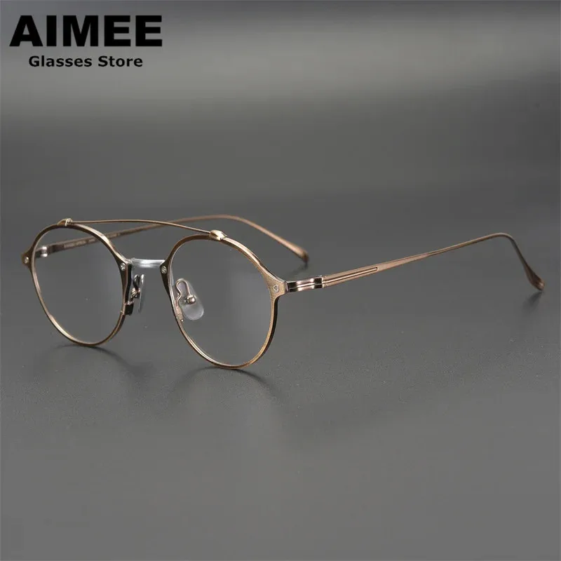 

Japanese Handmade Titanium Eyeglasses Men Ultra-light Retro Round Glasses Frame Women Prescription Reading Myopia De Oculos