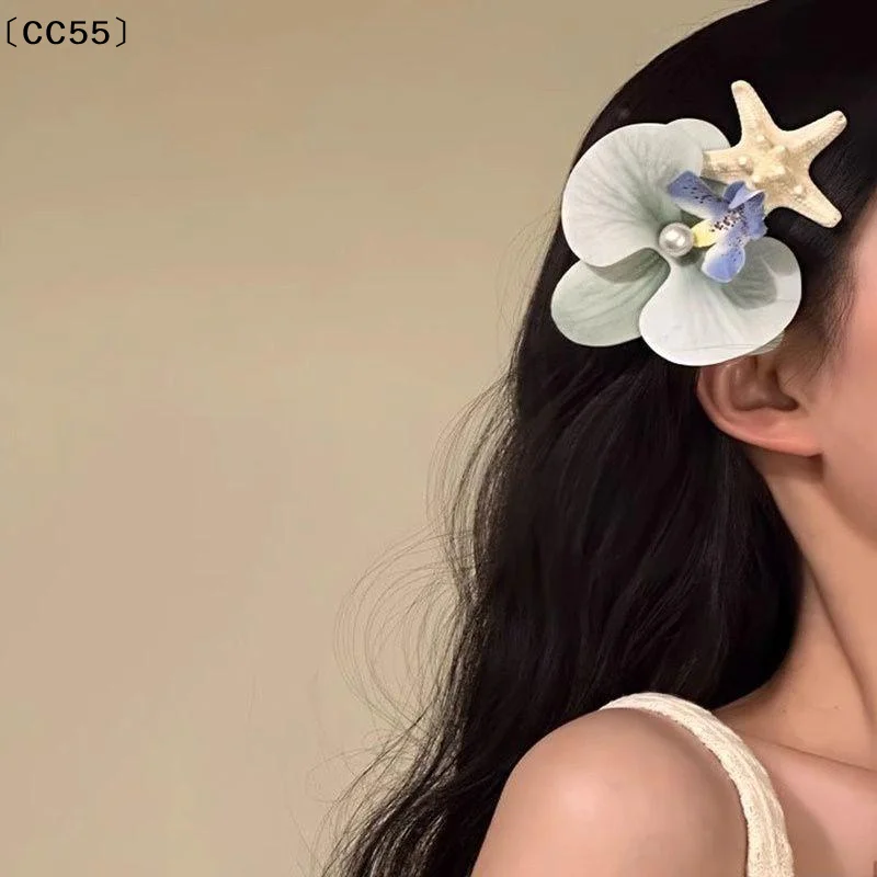 Pinza para el cabello con forma de estrella de mar de la marca Halaenopsis, ideal para unas vacaciones románticas en la playa, un accesorio de verano adorable para el cabello de mujeres y niñas [CC55].