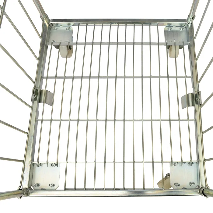Logistics Transportation Supermarket Galvanized 2 Sides Metal Roll Cage Trolley
