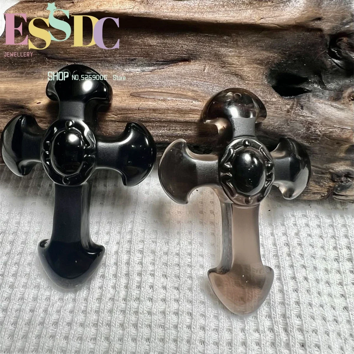 

Кулон в виде креста из натурального обсидиана и льда, нефритовый ледяной кристалл, мужское и женское ожерелье с подвеской, модный очаровательный амулет, подарок