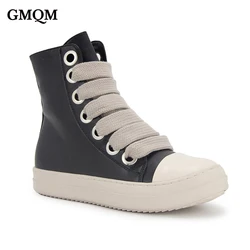 GMGM Brand Fashion Women's Ankle Boots Platform New 2023 Luxury Trainers Casual Sneaker Round Toe Lace-Up High Street Zip Flats