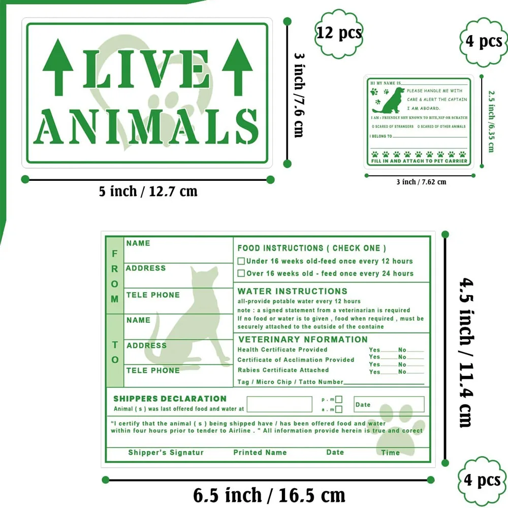 20Pcs Live Animals with Arrow Sticker Live Animal Stickers for Airline Cargo Crates Live Animal Shipping Handling Instruction