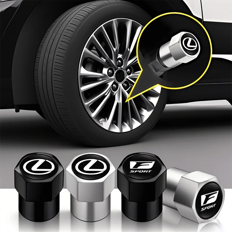 【セール中】レクサスF SPORT ES RX NX LS UX LM LX GX LC RZ IS CT GS RC HS SC LBX用アルミ合金製タイヤバルブキャップ、自動車ホイールアクセサリー