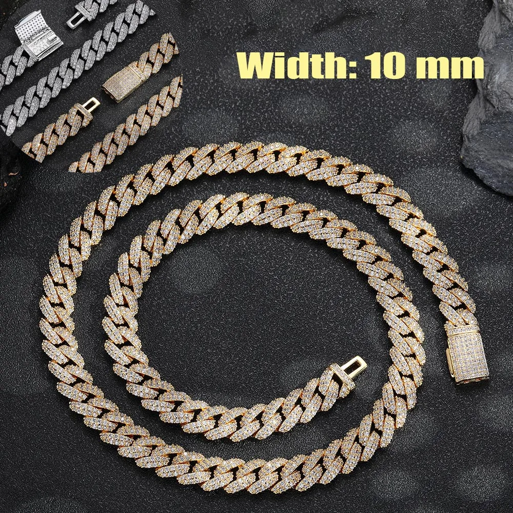 10mm Bubble Cuban Chain 2 Row Zirconium Men's necklace unique Iced Out Sparkling Hip Hop Jewelry Gifts for Men Boy Friends