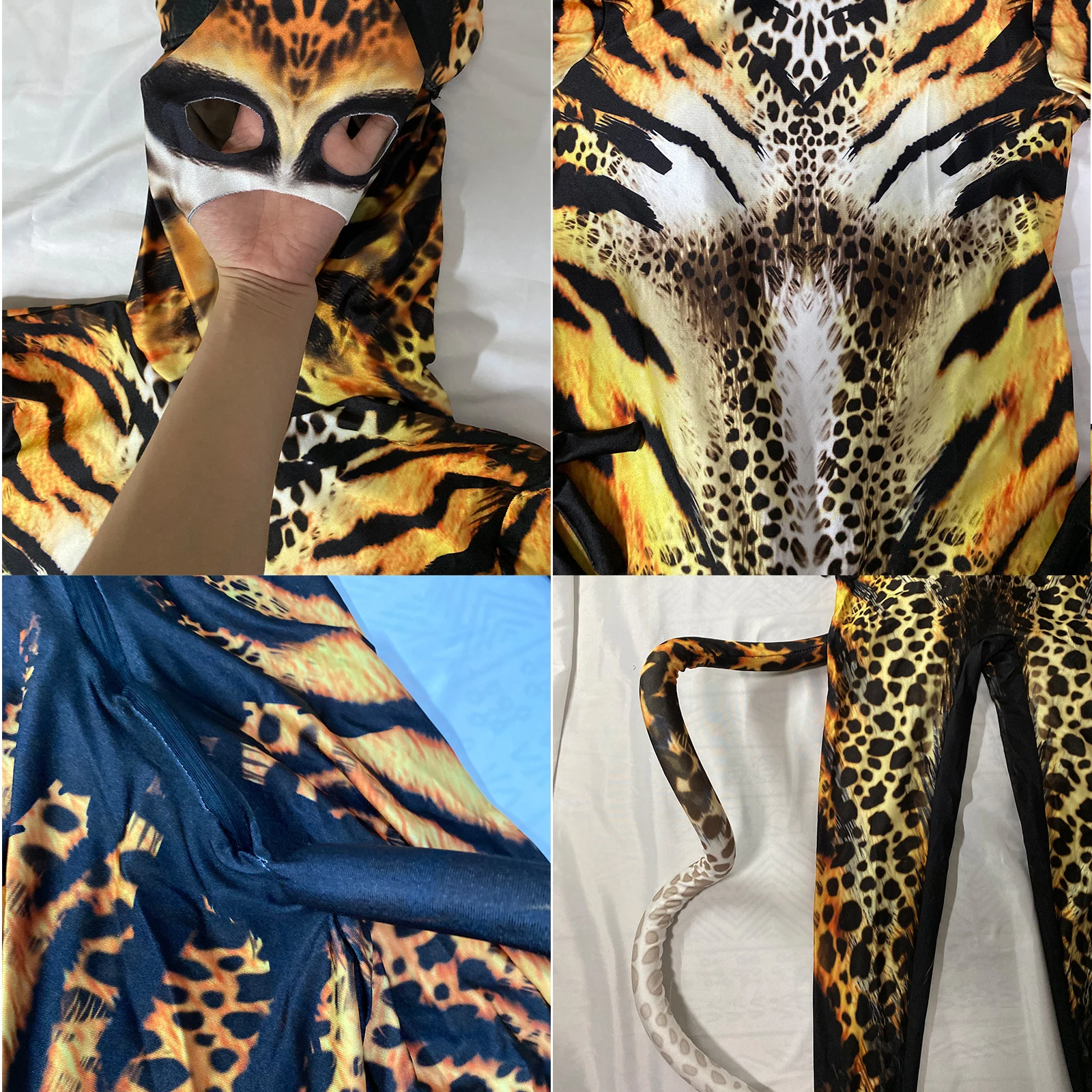 Fashionable Halloween Costumes Elastic Jumpsuit For Cosplay Club Party Role Play Dance Performance Stage 3d Print Animal Costume