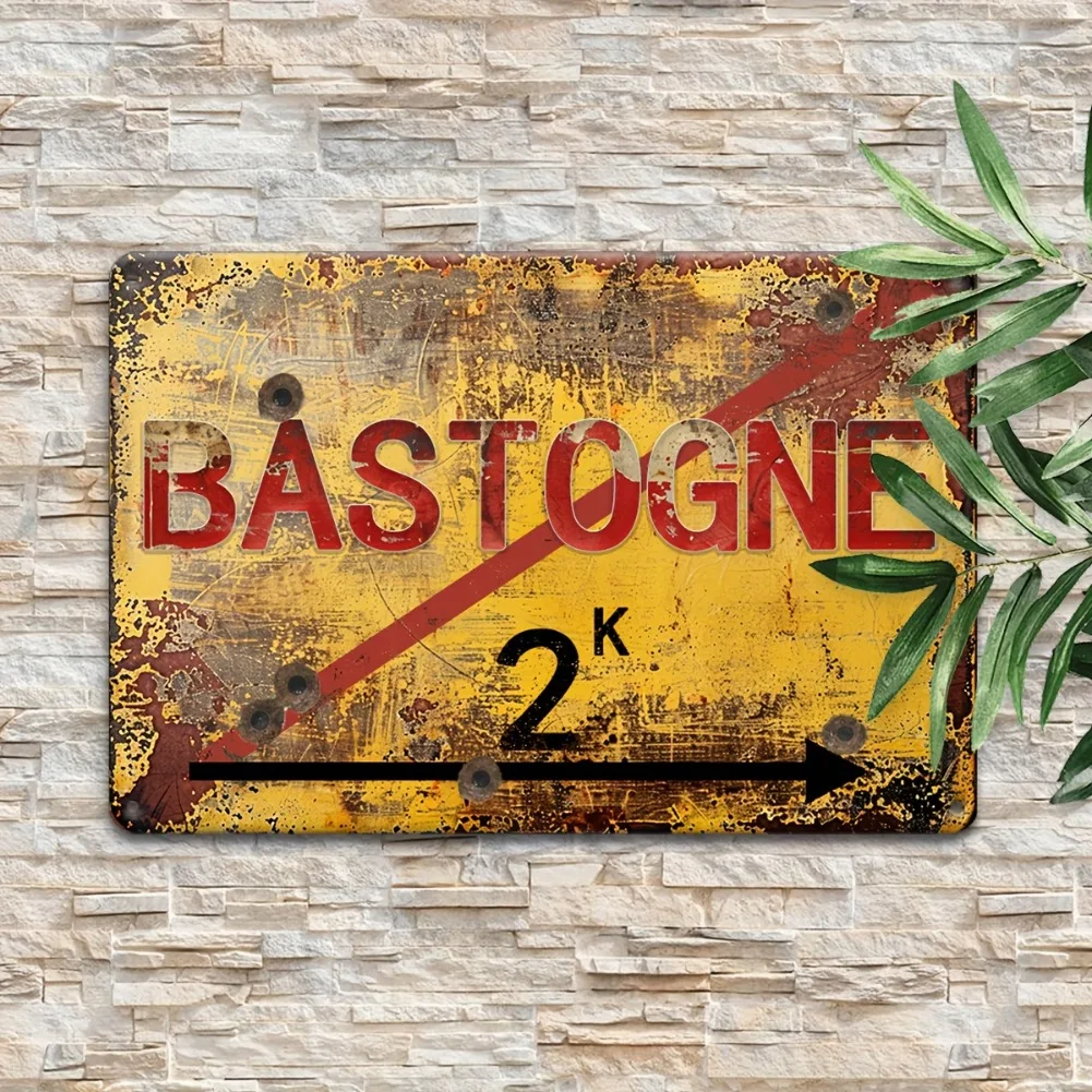 1 Stück 12''x8'' Retro WWII Bastogne Aluminiumschild – Brothers In Arms Vintage Art, Geschenk für Garage/Café/Man Cave Decor