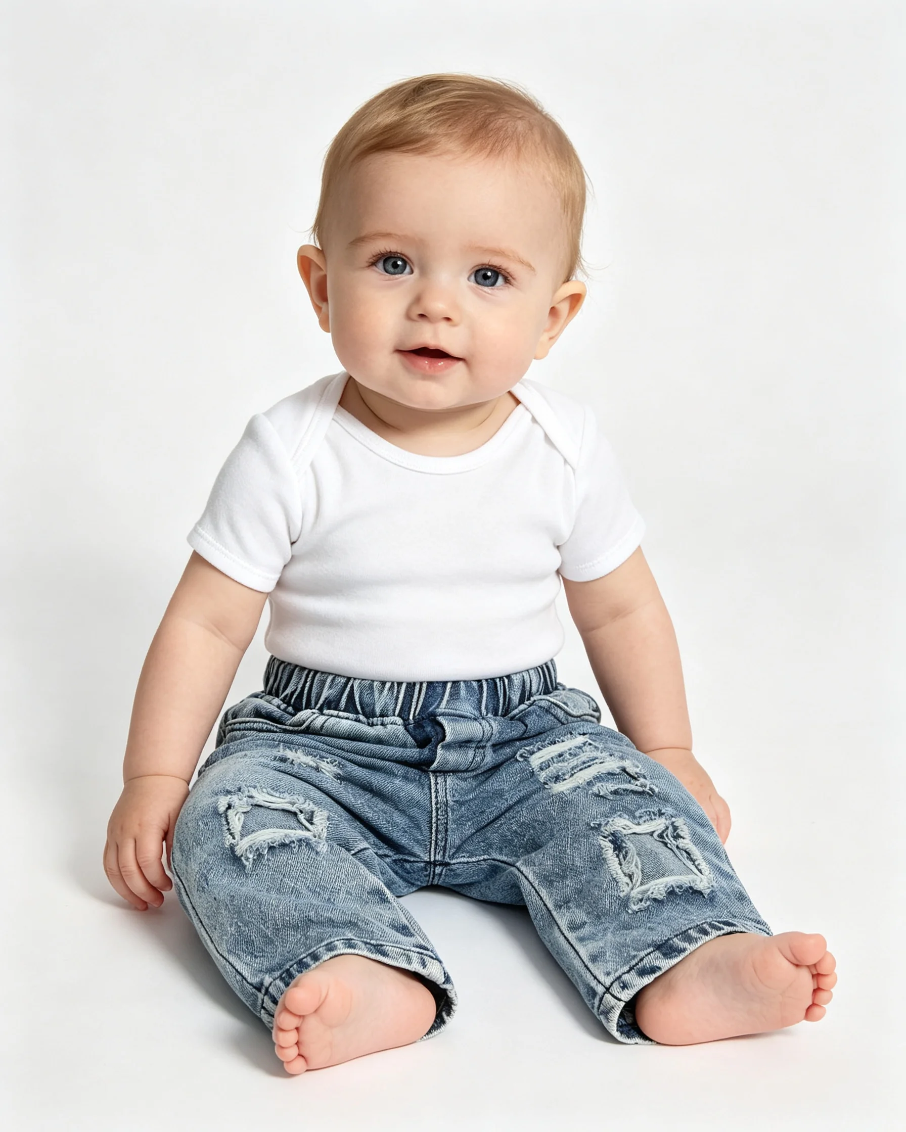 Spring Baby Boys Ripped Jeans Pants Cotton Casual Elastic Trouers Toddler Infant Kids Girls Loose Pants