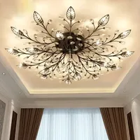 Black Bronze Crystal Ceiling Lamp Lamp in the Living Room European Flower Shaped Chandelier Led Bedroom Dining Room Lamps