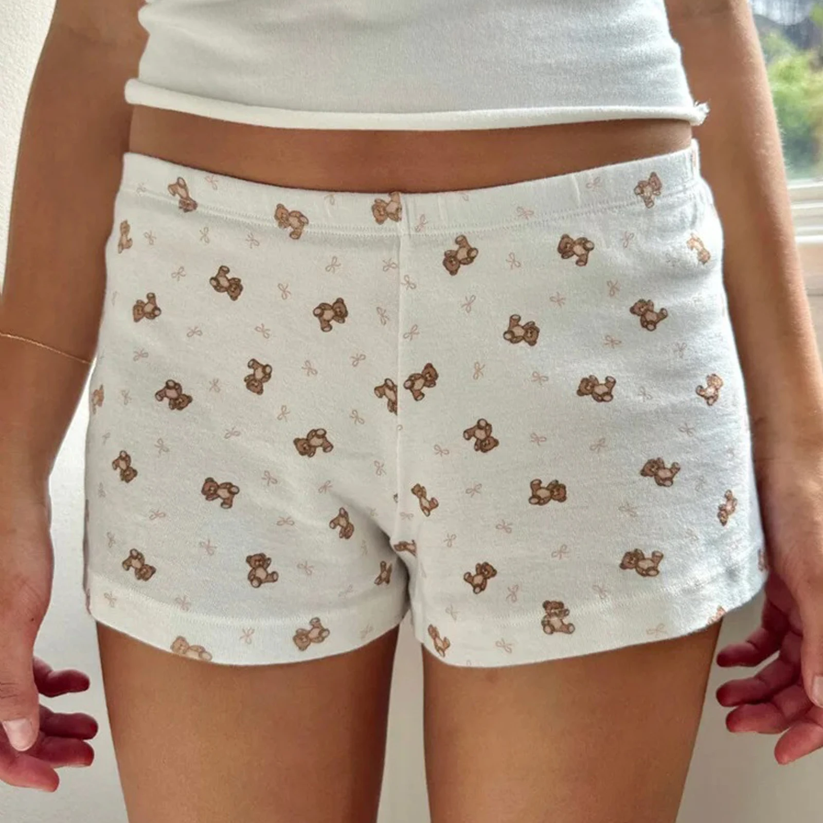 Shorts for Women y2k Coquette Elastic Waist Cartoon Animal Print Pajama Shorts Teen Girls Summer Aesthetic Loungewear Bottoms