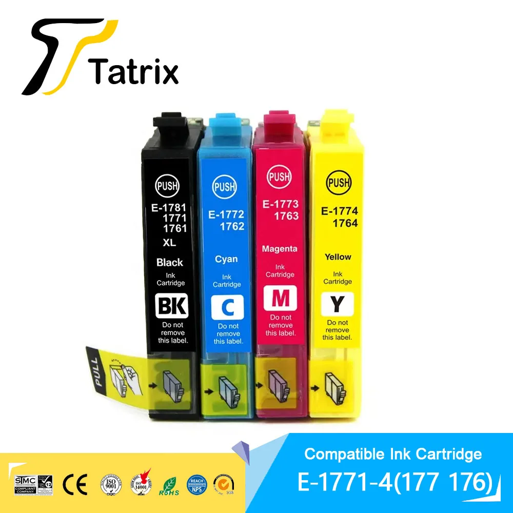 177 T1771 T1772 T1773 T1774 17XL 176 Цветной чернильный картридж премиум-класса для Epson XP-30/102/202/302/402/225/422