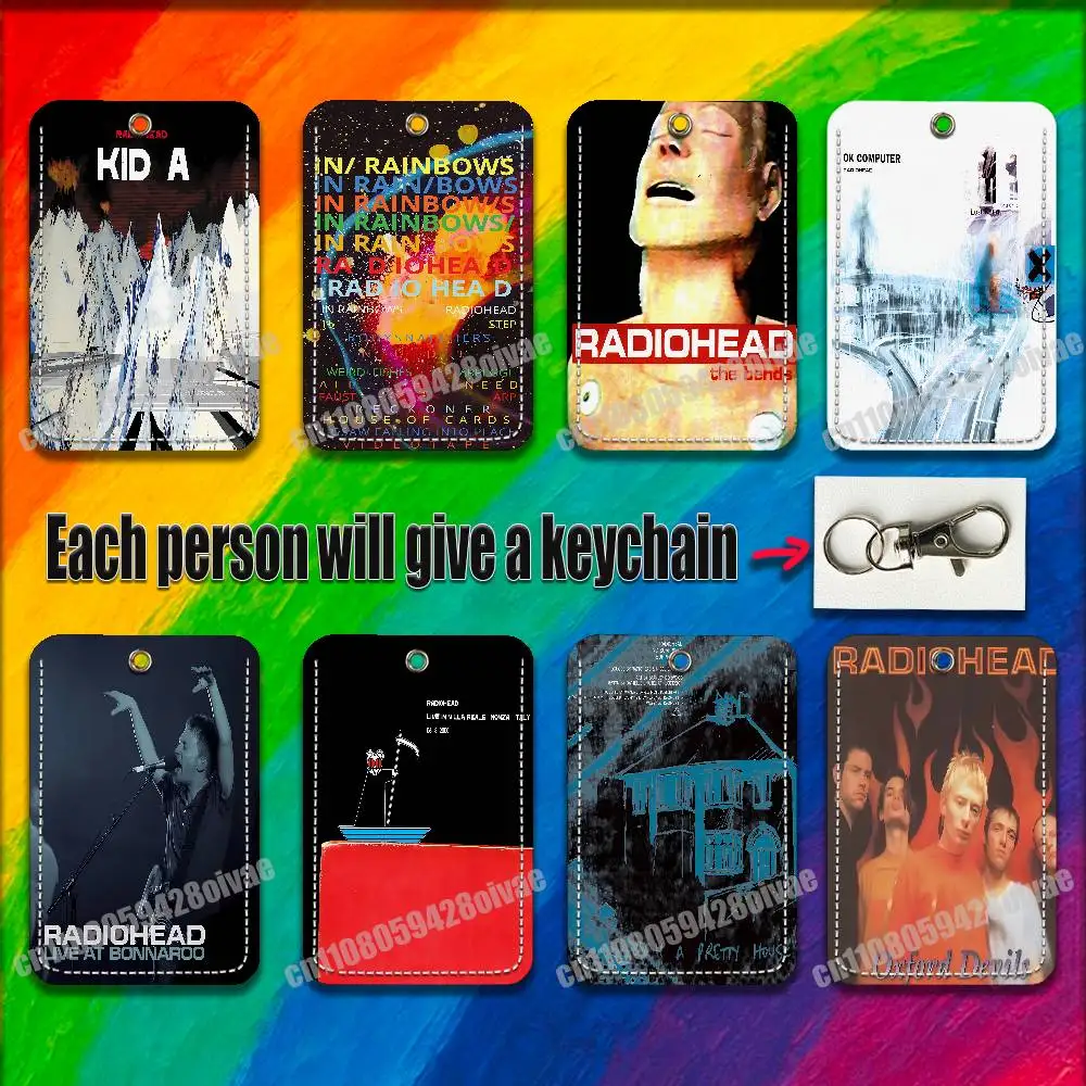 

R-Radiohead OK Computer The Bends In Rainbows For ID Clips Credit Bank Subway Card Holder Cover Sleeve Ornament KEY Keychain