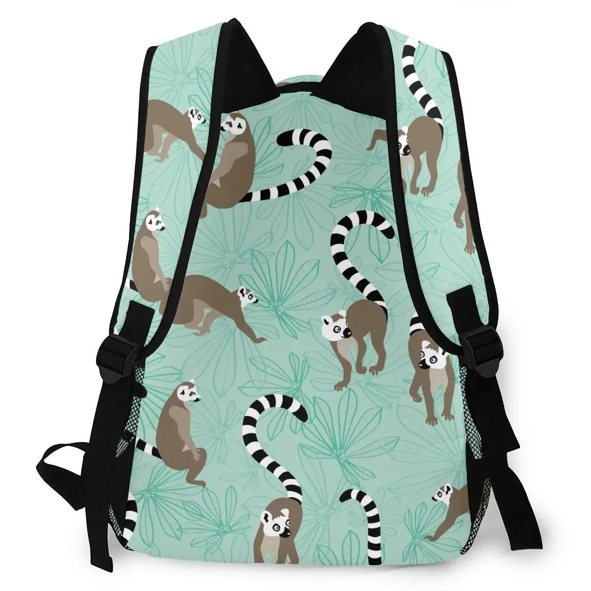 Mochila Katta-Lemur com Folhas Maniok para Mulheres, Mochila Escolar de Grande Capacidade para Adolescentes, Mochila de Viagem