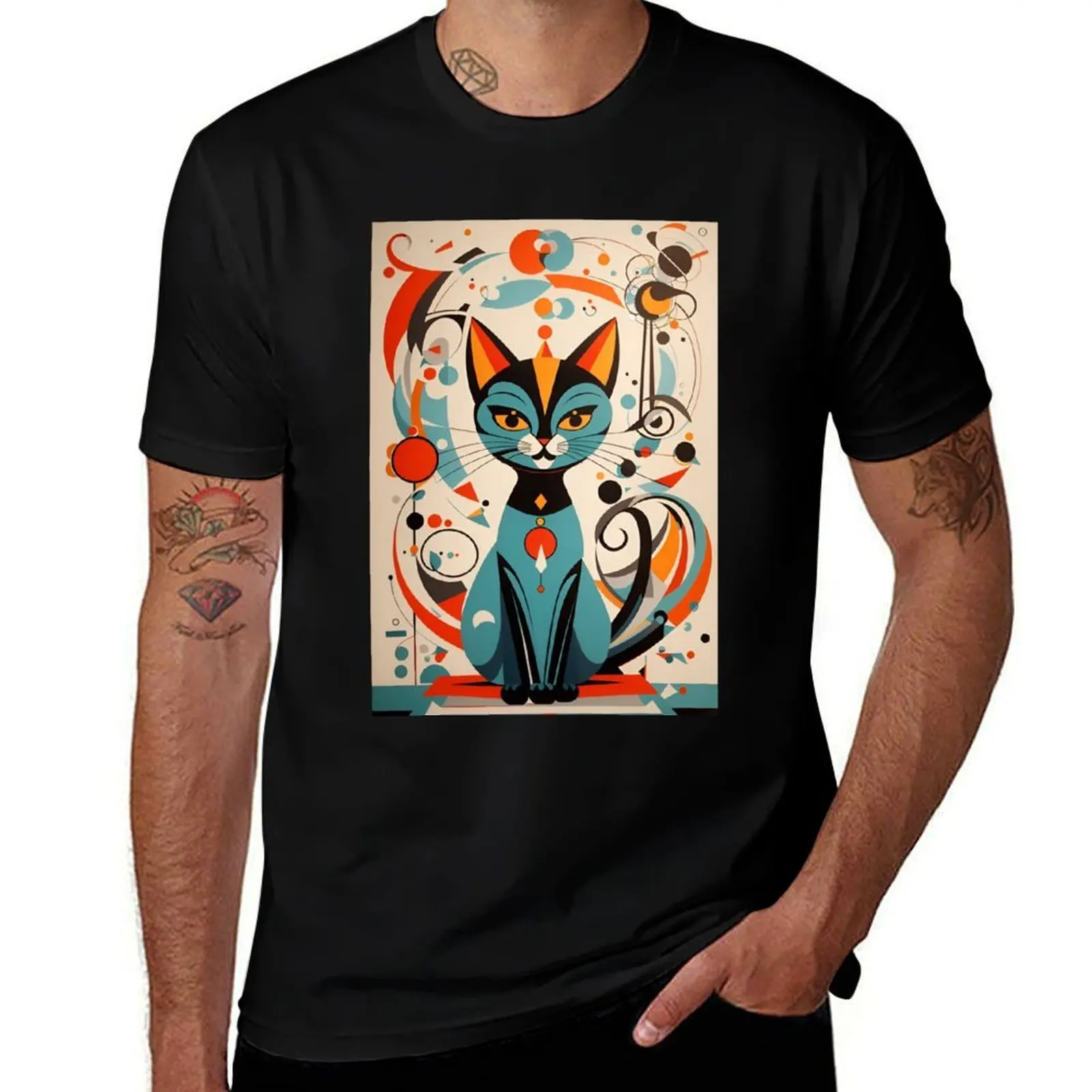 

Vintage Retro Atomic Cat Mid Century Modern T-Shirt football t shirt oversize t-shirts man mens graphic t-shirts big and tall