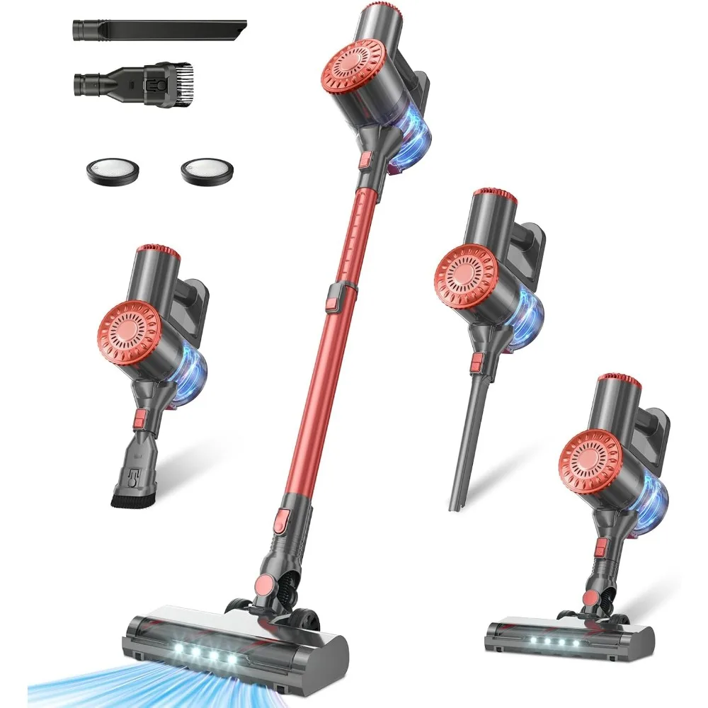 Cordless Vacuum Cleaner, 45KPA Power, 45-Min Runtime, LED Lights, 7-Layer Filtration, Lightweight 8-in-1 for Floors & Pet Hair