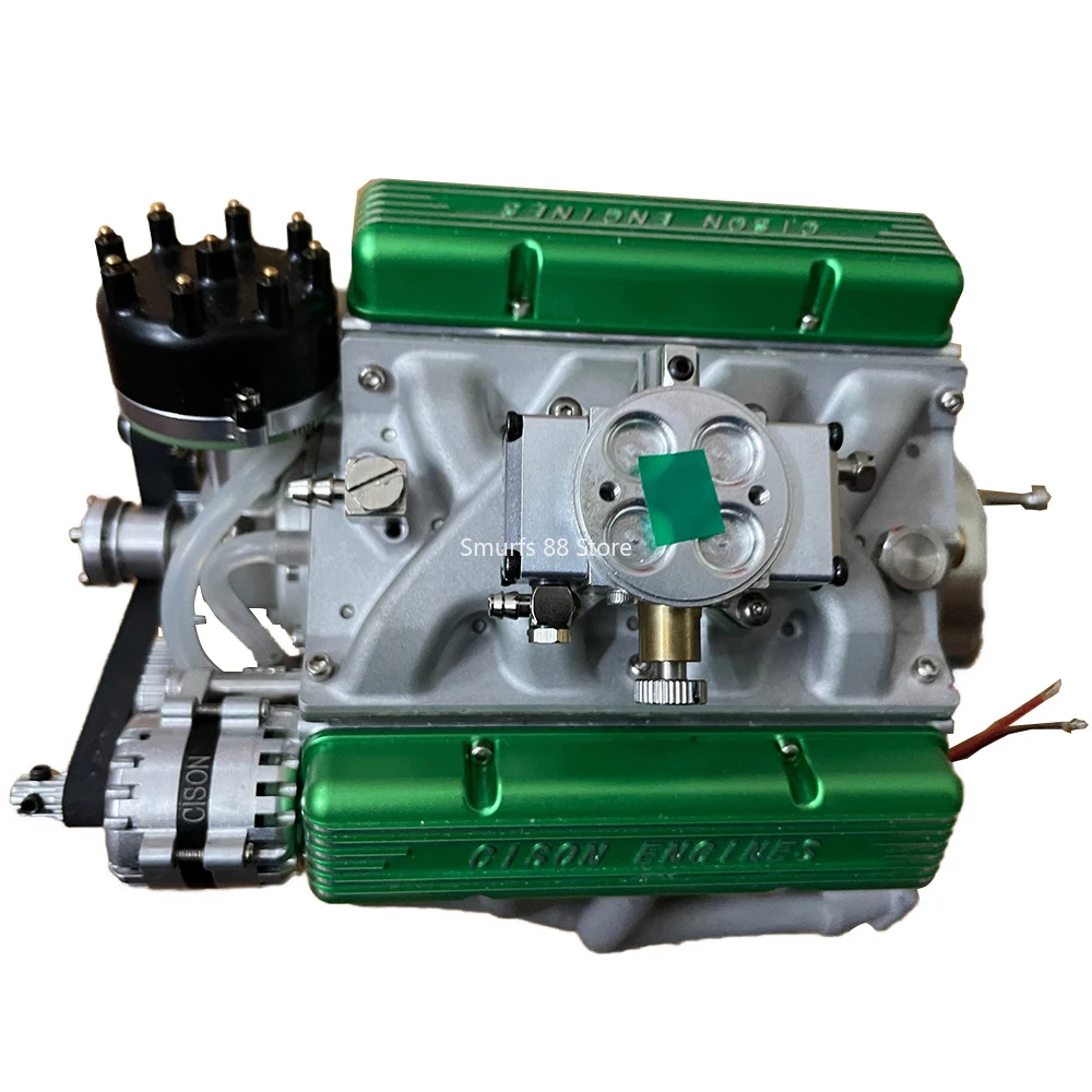 CISON V8 Engine 1/6 Full Metal Mini 44cc Engine Model Finished Product with Independent Lubrication System Model Toy