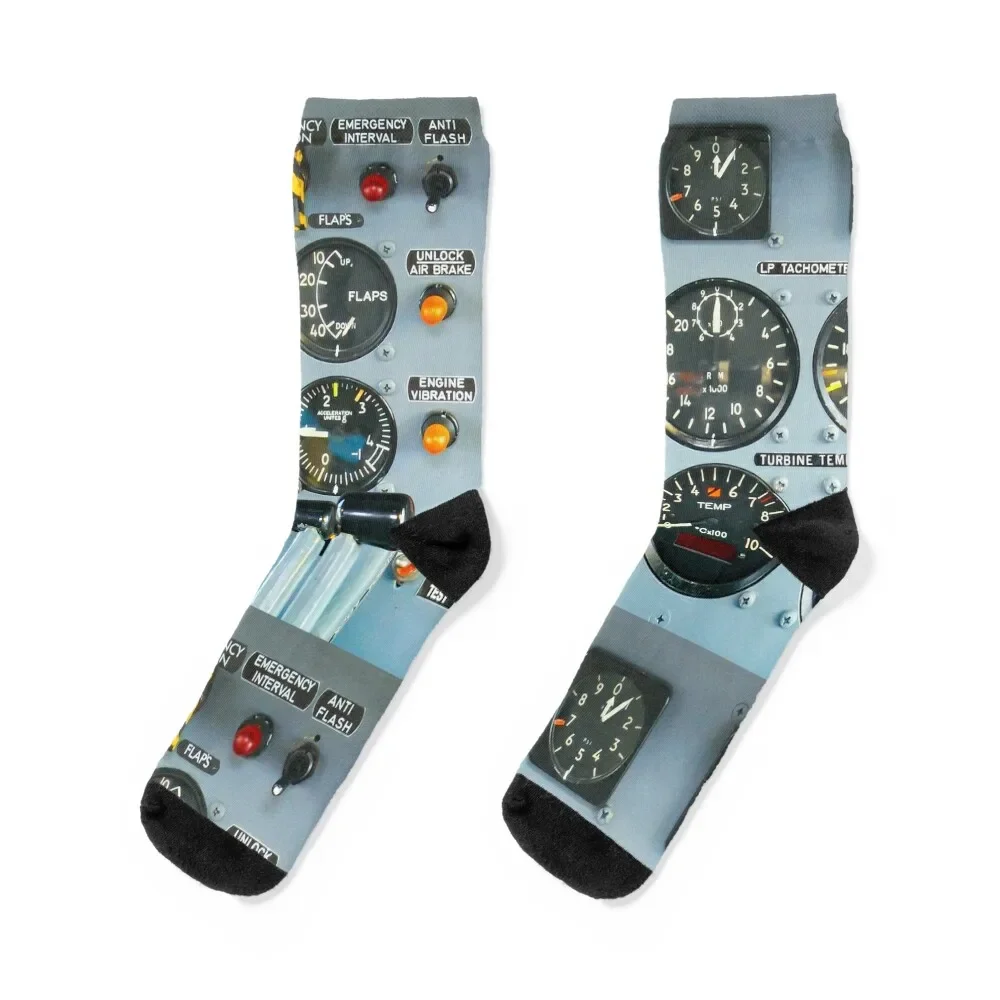 Aviation Airplane cockpit Instruments Socks sports and leisure valentine gift ideas fashionable Rugby Socks Male Women's