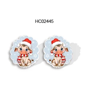 Pendientes de tuerca de Reno de calcetines lindos de Navidad, accesorios de joyería de regalo de acrílico para niñas