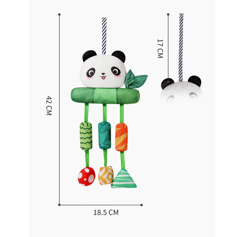 팬더 아기 유모차 장난감, 딸랑이 신생아 침대 걸이식 벨, 진정 바람 벨, 트롤리 자동차 장난감, 0-12 개월 아기
