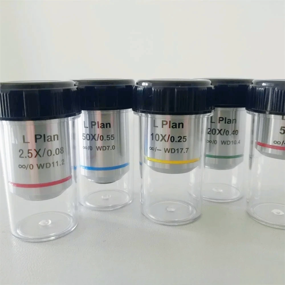 Plan Achromatic Infinity Metallurgical Dry Objective Lens Long Working Distance 2.5X 5X 10X 20X 50X 100X