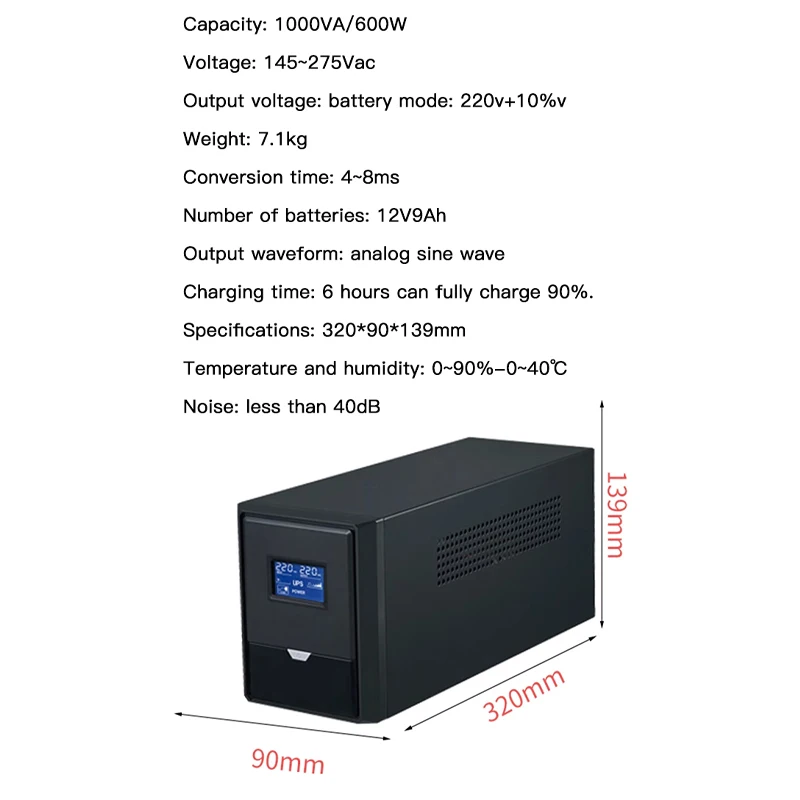 غير متصل UPS إمدادات الطاقة غير المنقطعة 2000VA 1200 واط بطارية 220 فولت مراقبة الكمبيوتر المنزلي مكتب انقطاع التيار الكهربائي بطارية احتياطية #6