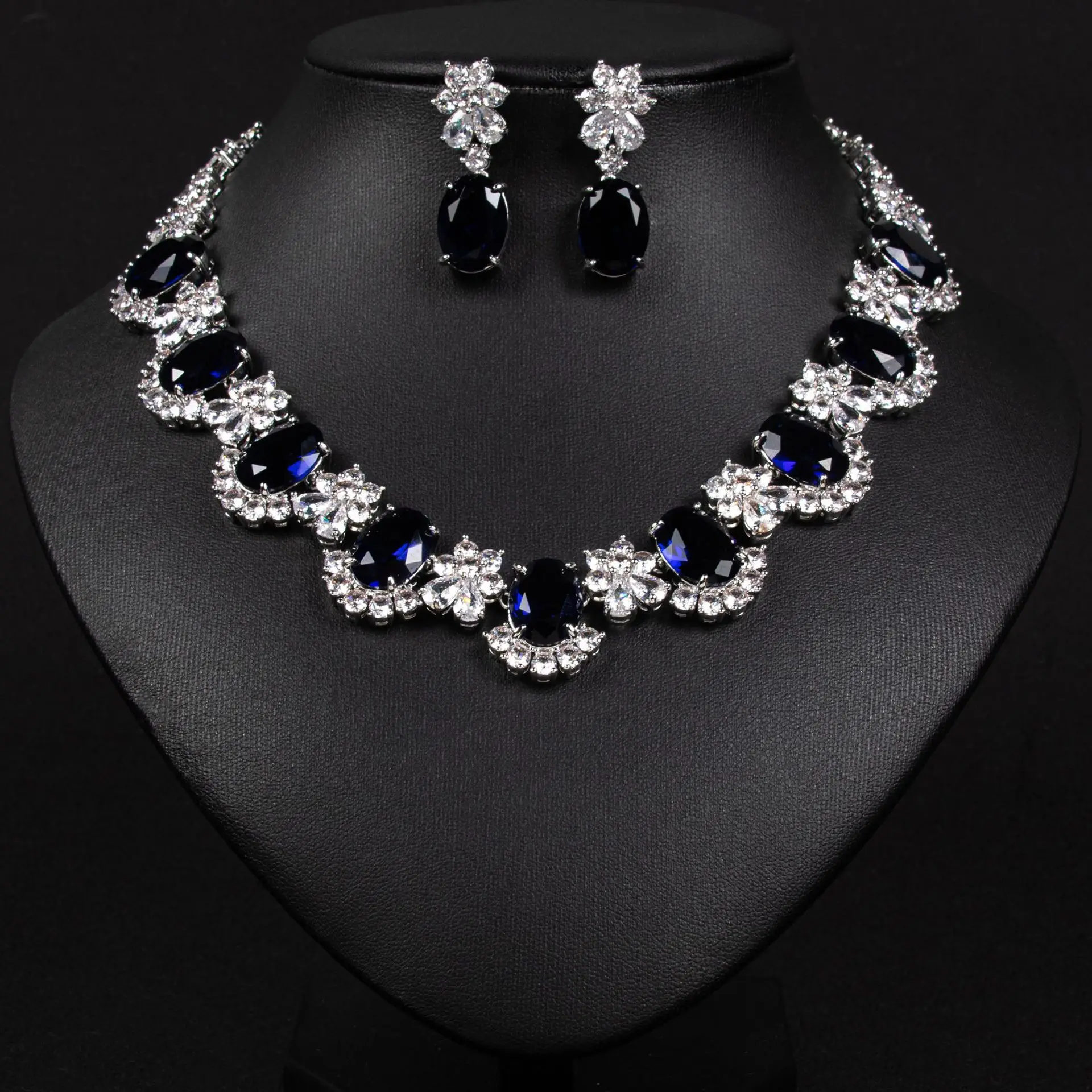 Lindo super brilhante aaa zircônia lágrima colar brincos feminino conjunto de jóias vestido festa nupcial acessórios de casamento M-295