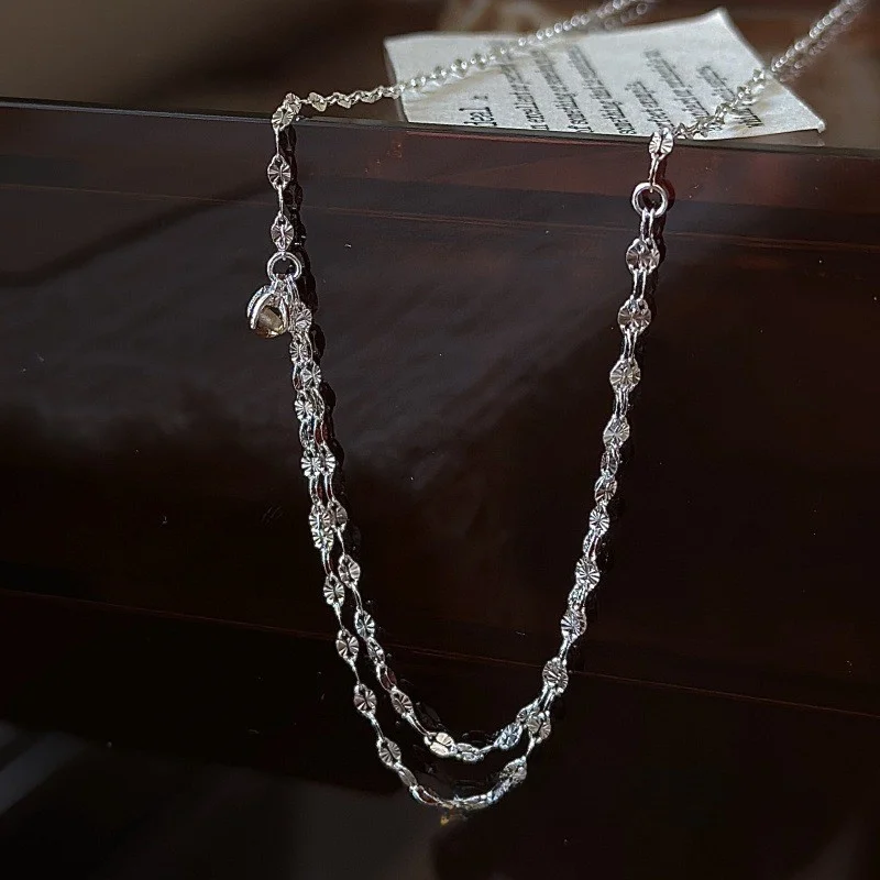 s925-sterling-silver-korean-style-flashing-yellow-crystal-necklace-fashionable-minimalist-choker-chain-jewelry-for-women