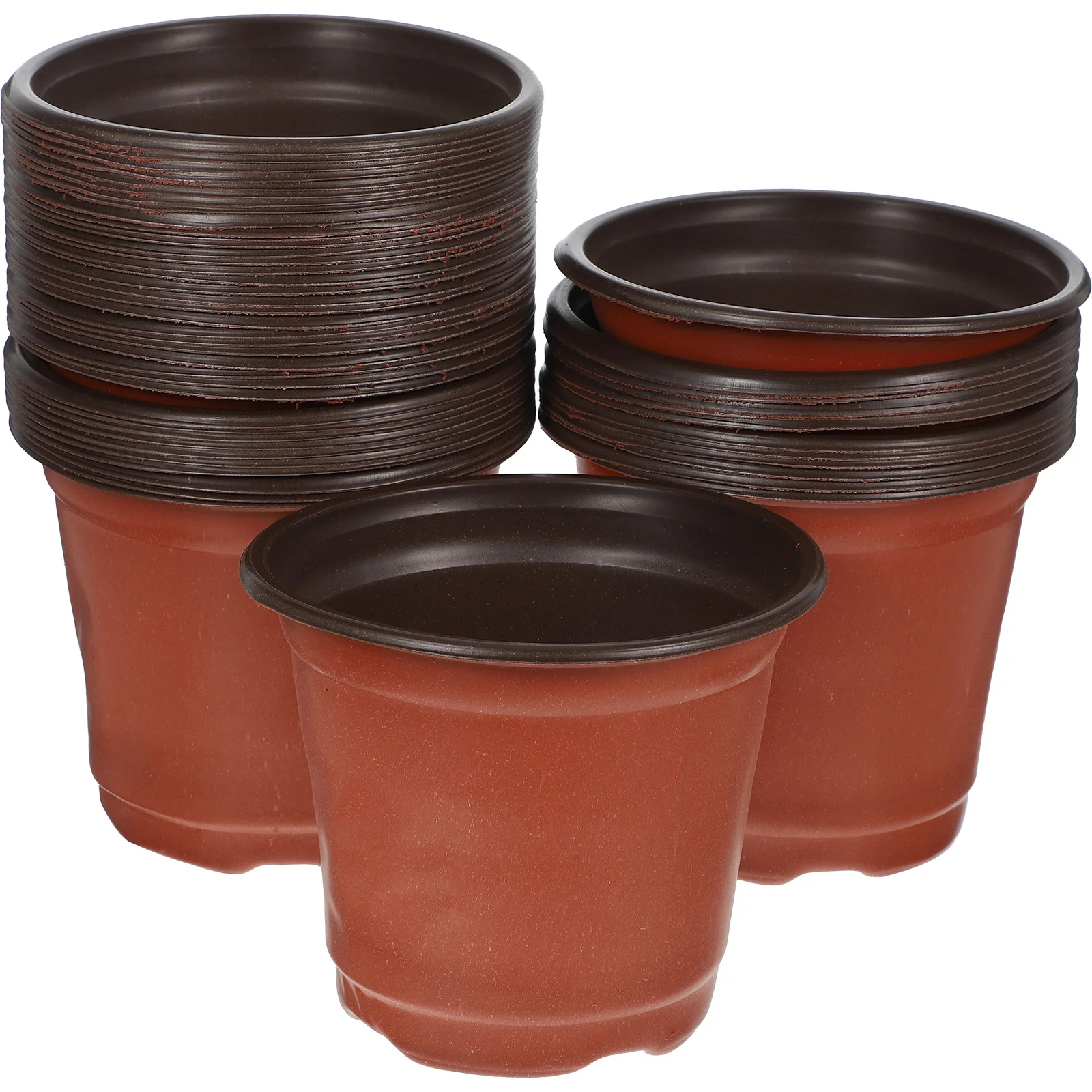 

50PCS Plastic Flowerpot Creative Breathable Flower Pot Succulents Flower Pot Basin Pot - Diameter 100mm (Brown)