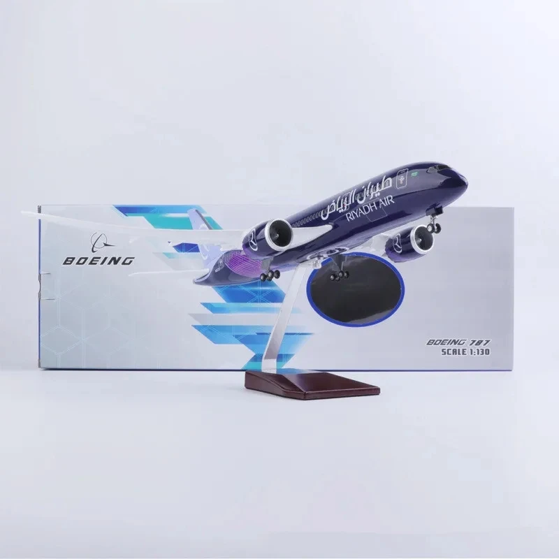 

B787 Riyadh Airways 43cm Aircraft Resin Model Airplanes Diecast with Wheels & LED Light for Collection Gift Airplane Kids Toys