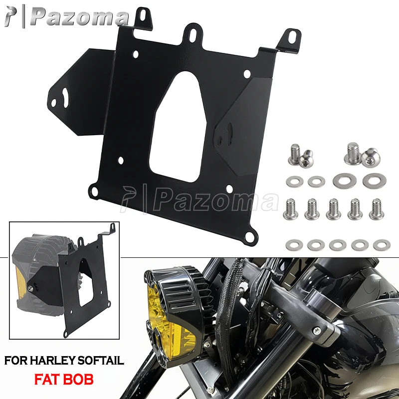 Pazoma LED Headlight Bracket Combo Kit Light Lighting Mount Holder Frame For Harley Softail Fat Bob FXFB 2018-19 114 FXFBS 18-24