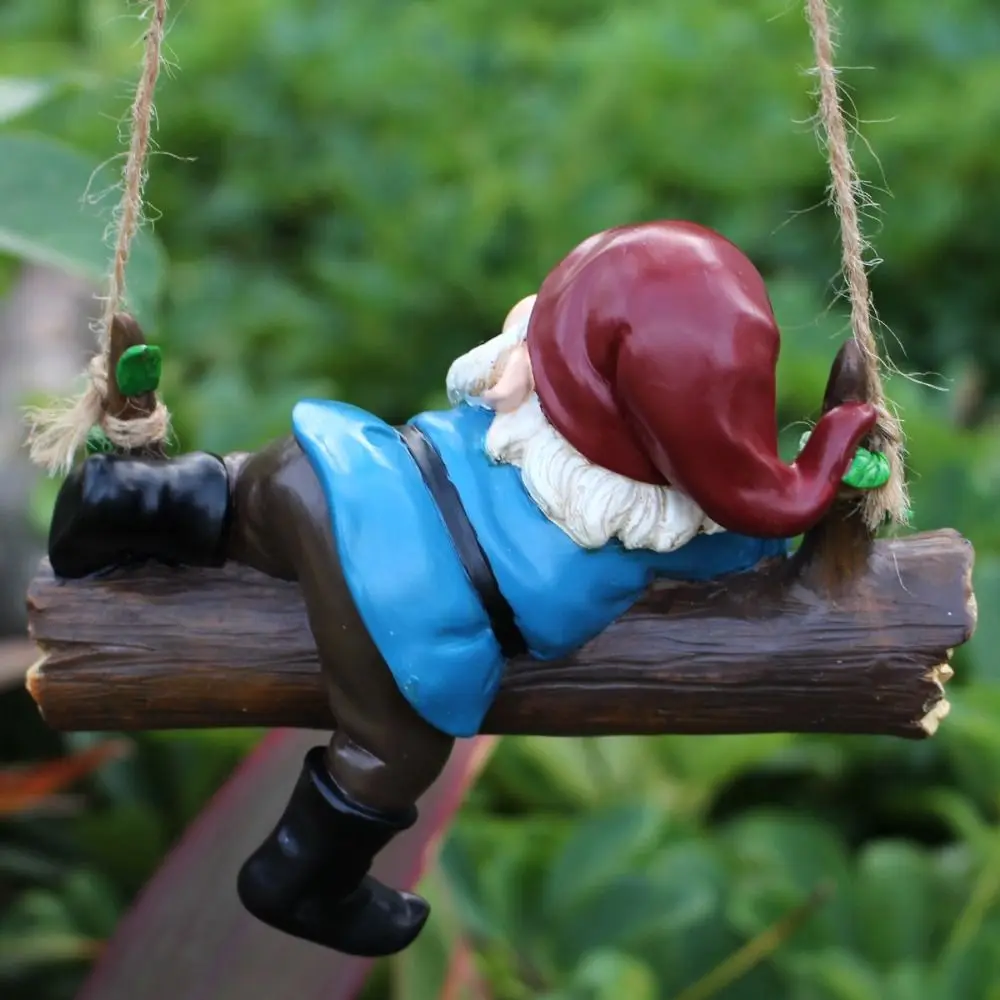 New Cute Dwarf Swing Decoration Creative Resin Hanging Statues Garden Interesting Dwarf Ornaments