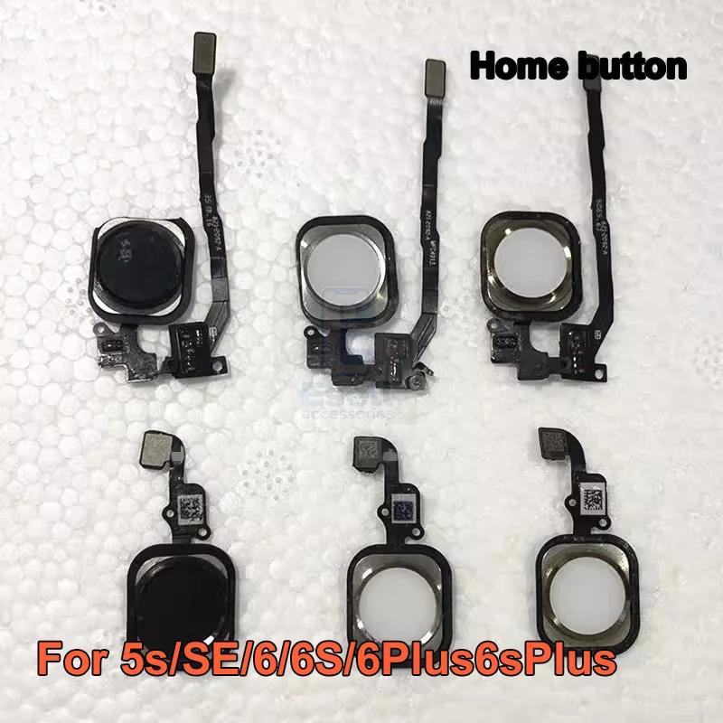 Home Button with Flex Cable & Touch ID Fingerprint Sensor for iPhone 5s SE 6 6s Plus Repair Replacement (No Touch ID)