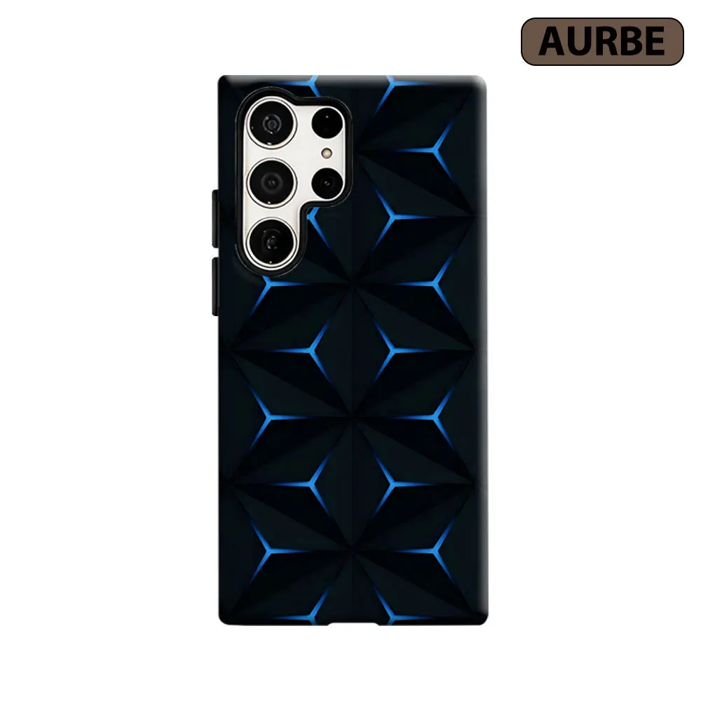 Aurbe Phone Case For Samsung Galaxy S26 S25 S24 S23 Ultra Plus HD Hard Neon Geometry Double Layer Film Cover