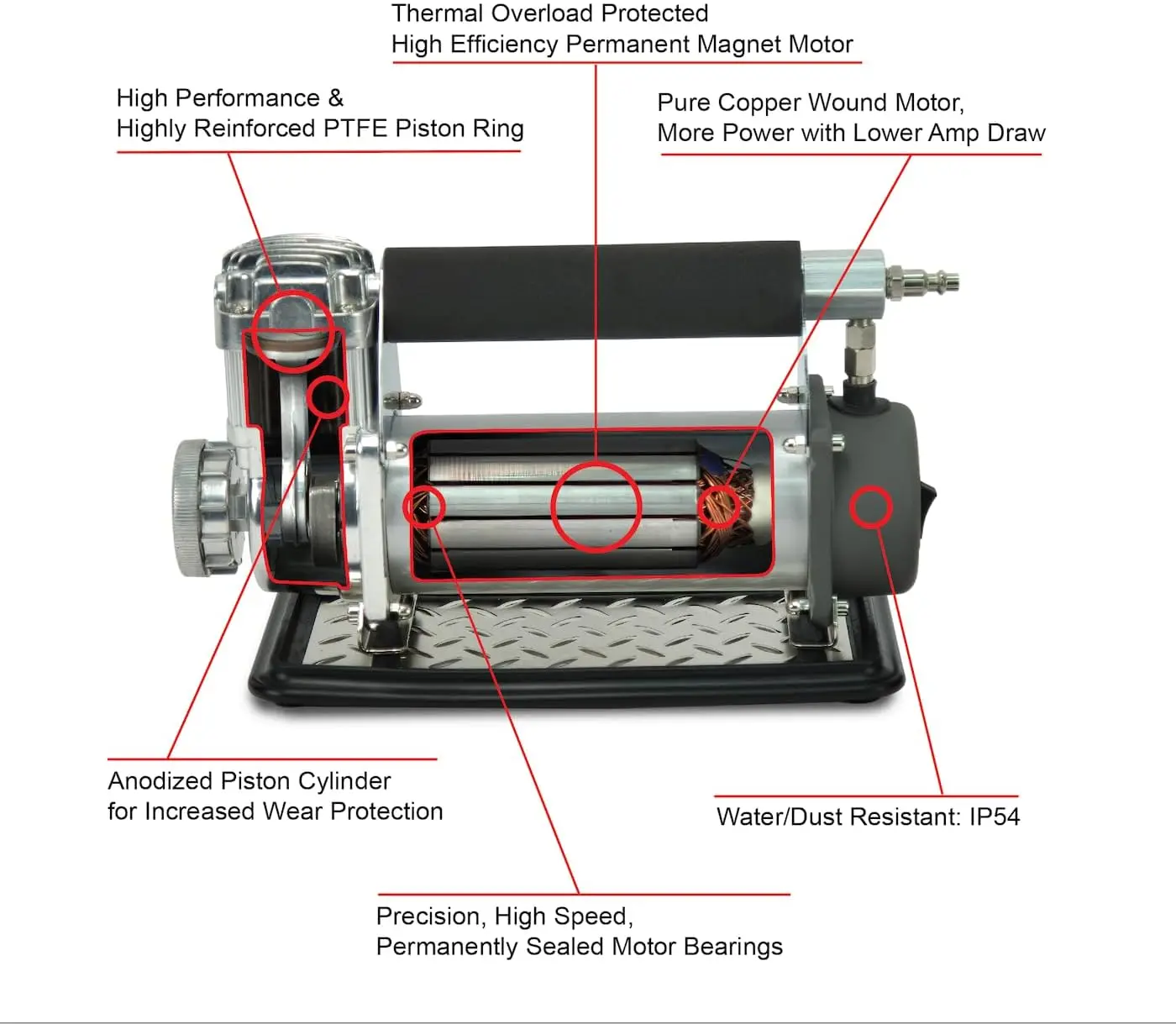 450P-RV - 45053 Tire  Portable Air Compressor with RV Inflation Gun, 90 Degree Chuck | 12V Tire Pump Air