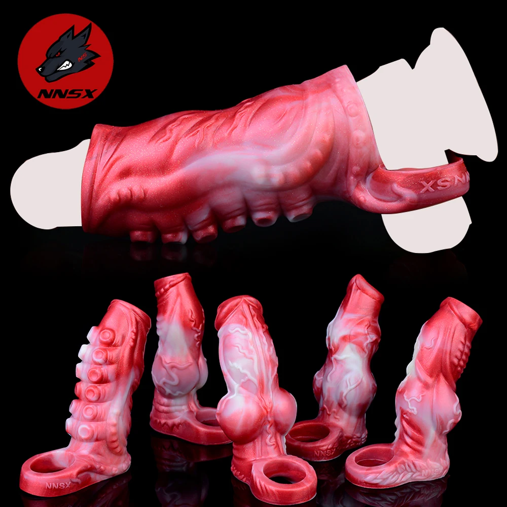 

NNSX Penis Sleeve Extender Animal Textured Cock Sleeve Dick Enlargement Delay Ejaculation Silicone Sex Toyswith Knot for Couples