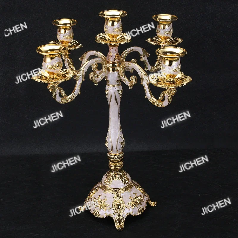 

ZQ 5 Arms Candle Holders Luxury Wedding Desktop Decorative Ornaments Vintage 3 Arm Candle Holder Elegant Home Decorations