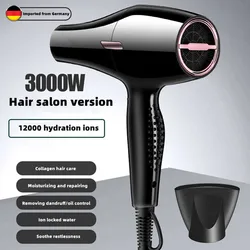 Secador de pelo de 3000W para salón de belleza, alta potencia, fuerte velocidad del viento, luz azul, iones, silencioso, hogar, peluquería, producto especial nuevo