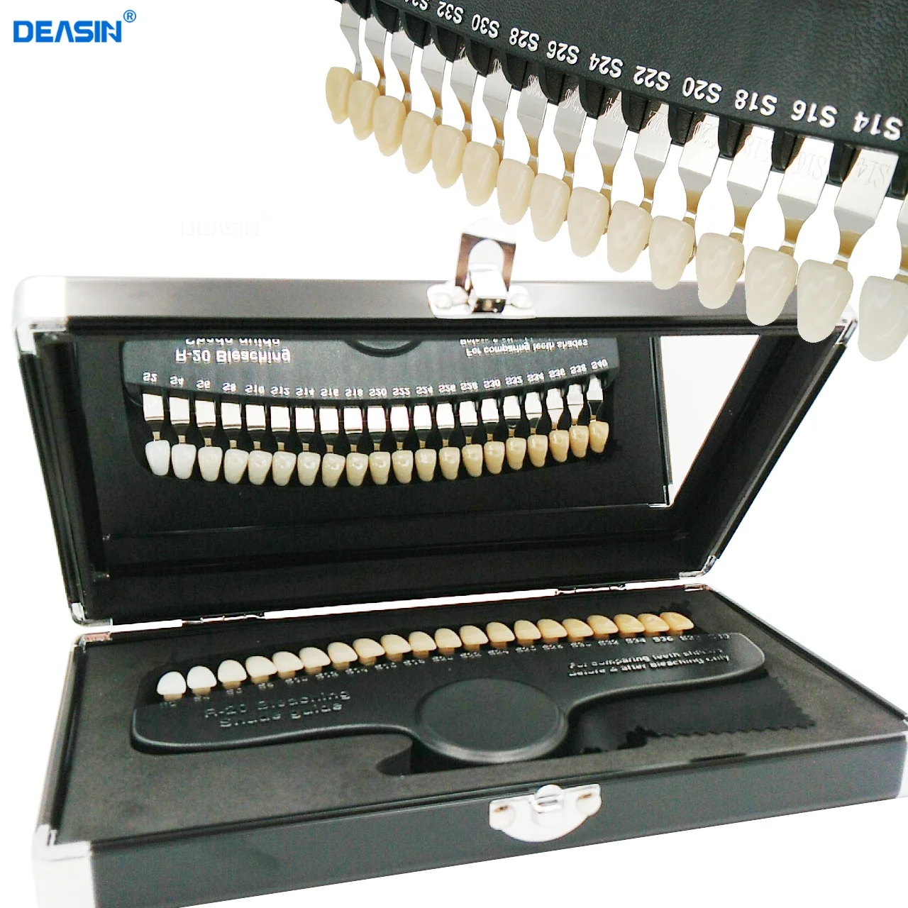 

Dental 3D Shade Guide Chart Board Color Comparator with Mirror Teeth White Bleaching Dental Plate 20 Colors